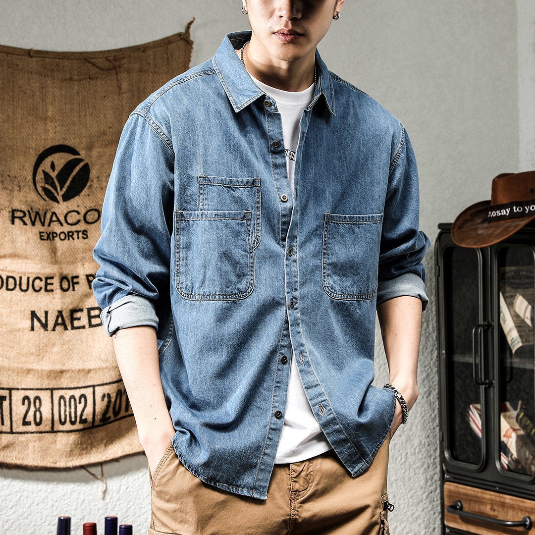Winter Clothing Uae - เสื้อเชิ้ตยีนส์แขนยาวสไตล์สปริง รุ่นรัฟฟิอัน ดีไซน์เท่ห์ ทันสมัย ใส่ได้หลายโอกาส สไตล์อเมริกันเรโทร