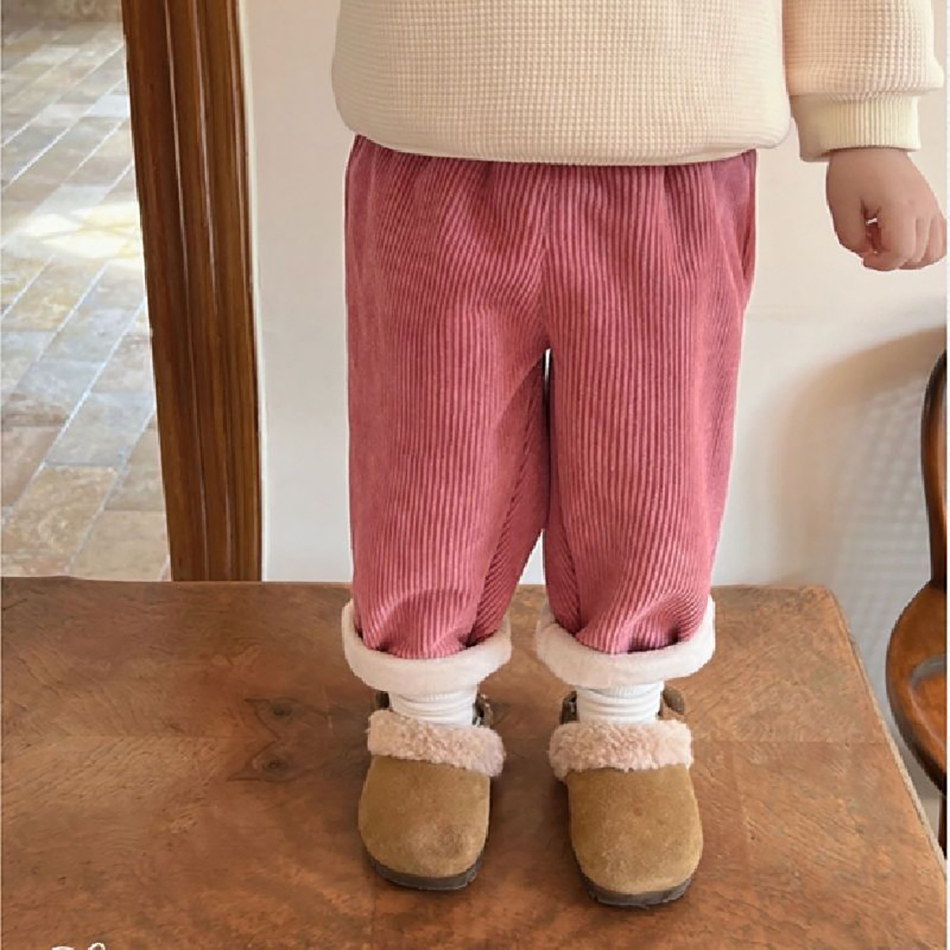 Winter Clothing List - กางเกงเด็กทารกผ้าลูกฟูก กางเกงเด็กบุขนแกะกันหนาวทรงตรง สไตล์ลำลอง สำหรับเด็กชายและเด็กหญิง