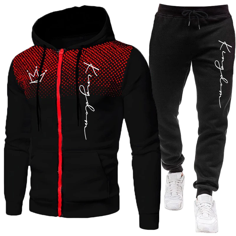 Winter Clothing Uae - เสื้อแจ็คเก็ตแทรคสูทลำลองสำหรับผู้ชาย ลายจุด มีซิป ฮู้ด ซิปหน้า เสื้อคลุมสำหรับเล่นกีฬากลางแจ้ง