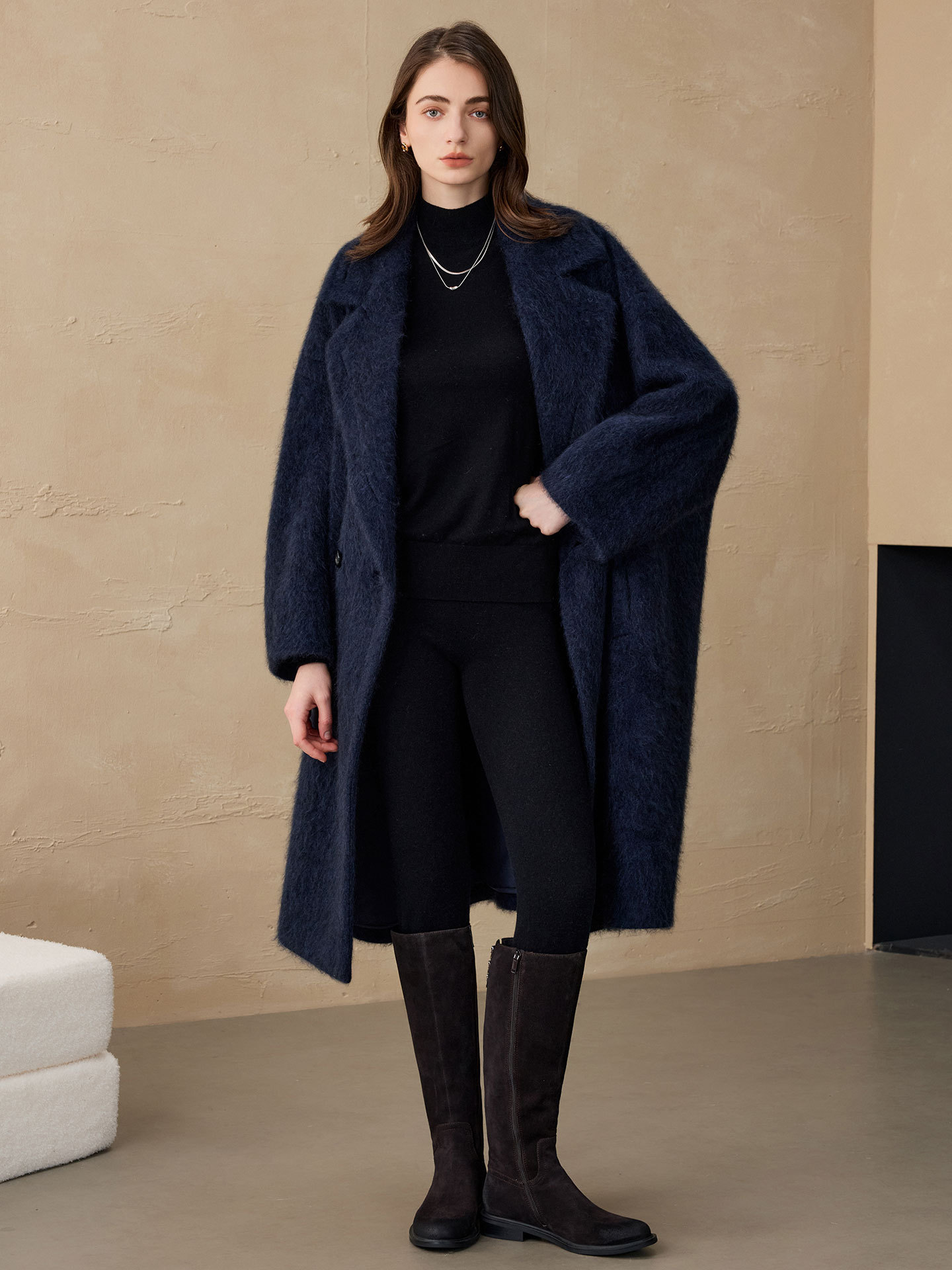Wool Blend Coat - เสื้อเบลเซอร์ผู้หญิง Allingentle ผ้าขนสัตว์ แฟชั่น แจ็คเก็ตยาว เสื้อโค้ทตัวใหญ่