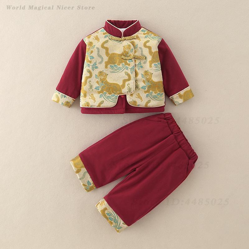 Winter Clothing For Boys - ฤดูใบไม้ร่วงฤดูหนาวชุดหนาเด็กชุดจีนแบบดั้งเดิมฮันฟูแขนยาวชุดตะวันออกเสื้อผ้าเด็กปีใหม่
