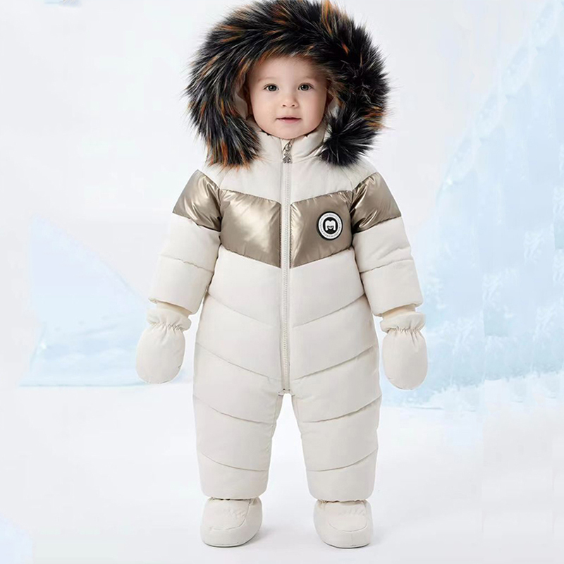 Winter Clothing For Boys - ชุดรอมเปอร์เด็กแรกเกิดฤดูหนาวพร้อมถุงมือ ชุดเด็กผู้หญิงหนาอุ่น ชุดจั๊มสูทเด็กผู้ชายมีฮู้ด ชุดเสื้อผ้าเด็ก 0-18 เดือน