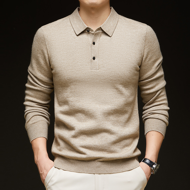 Winter Clothing Uae - แฟชั่นฤดูใบไม้ร่วงและฤดูหนาวใหม่เสื้อกันหนาวผู้ชายคุณภาพสูง Casual หลวม POLO ถักด้านล่างเสื้อแจ็คเก็ตเสื้อ