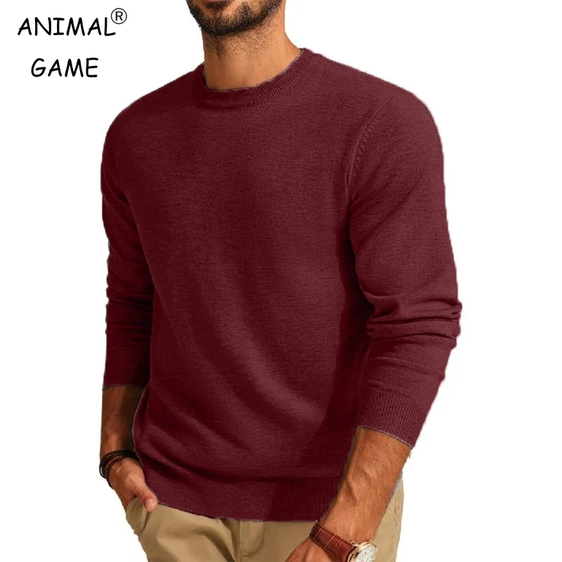 Winter Clothing Uae - เสื้อกันหนาวแขนยาวผู้ชายลูกเรือคอ Basic น้ําหนักเบาถักเสื้อฤดูใบไม้ร่วง WARM Streetwear กลางแจ้ง