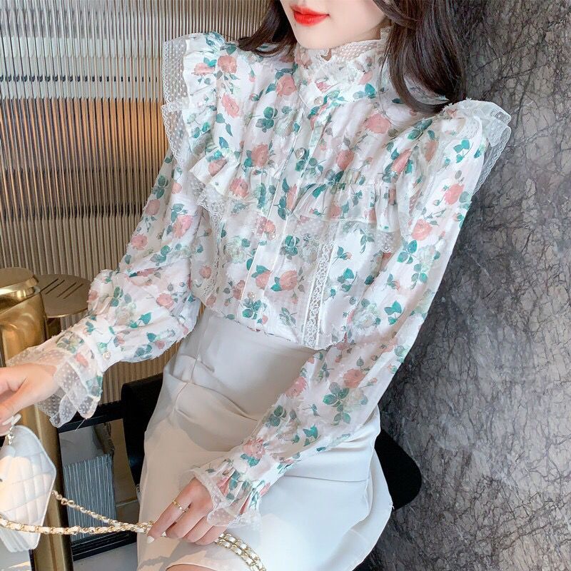 เสื้อชีฟองพิมพ์ลายวินเทจ แขนบา - Winter Clothing Vintage บทวิจารณ์และราคา