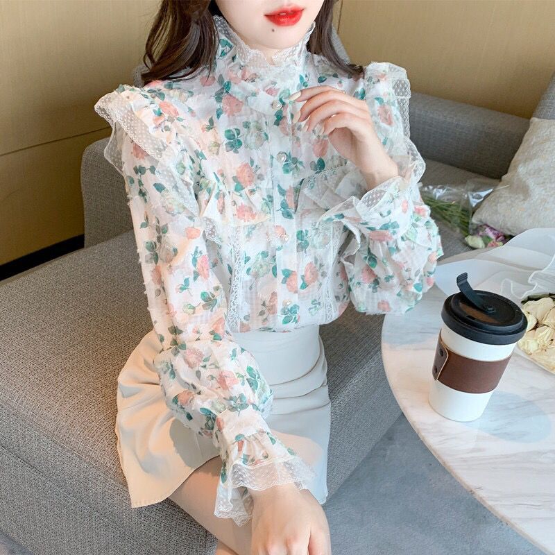 เสื้อชีฟองพิมพ์ลายวินเทจ แขนบา - Winter Clothing Vintage บทวิจารณ์และราคา