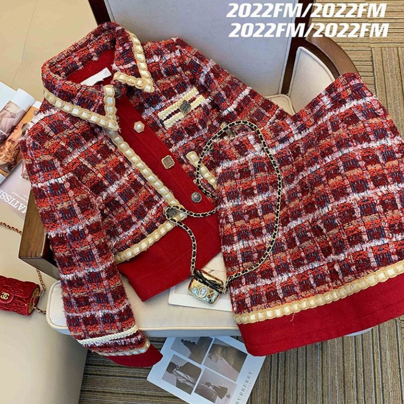 ผู้หญิง Tweed สง่างามชุดสีแดง  - Winter Clothing Vintage บทวิจารณ์และราคา