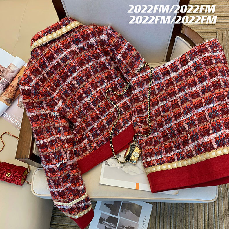 ผู้หญิง Tweed สง่างามชุดสีแดง  - Winter Clothing Vintage บทวิจารณ์และราคา