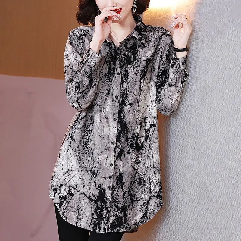 เสื้อเชิ้ตโอเวอร์ไซส์พิมพ์ลายว - Winter Clothing Vintage บทวิจารณ์และราคา