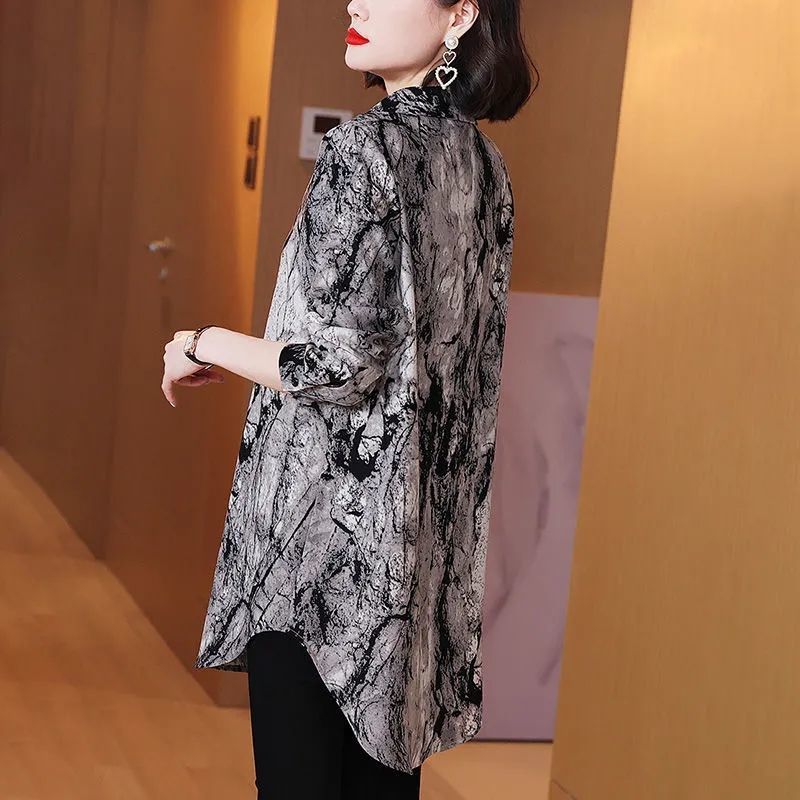 เสื้อเชิ้ตโอเวอร์ไซส์พิมพ์ลายว - Winter Clothing Vintage บทวิจารณ์และราคา