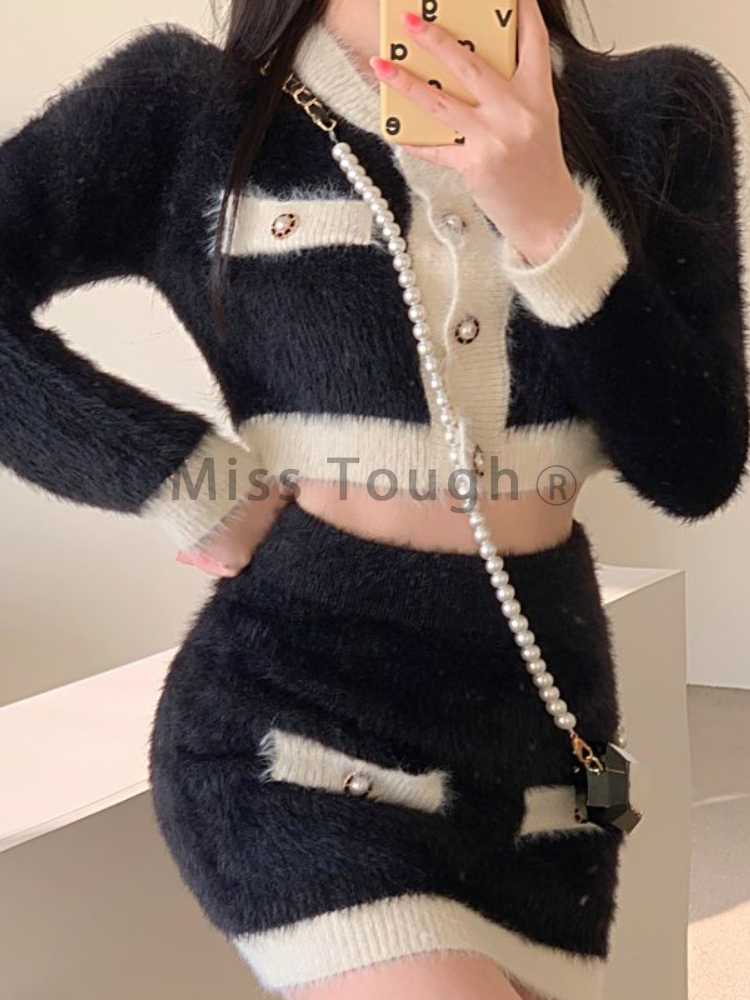 ฤดูหนาวFluffyถัก2ชิ้นชุดชุดสตร - Winter Clothing Sales บทวิจารณ์และราคา