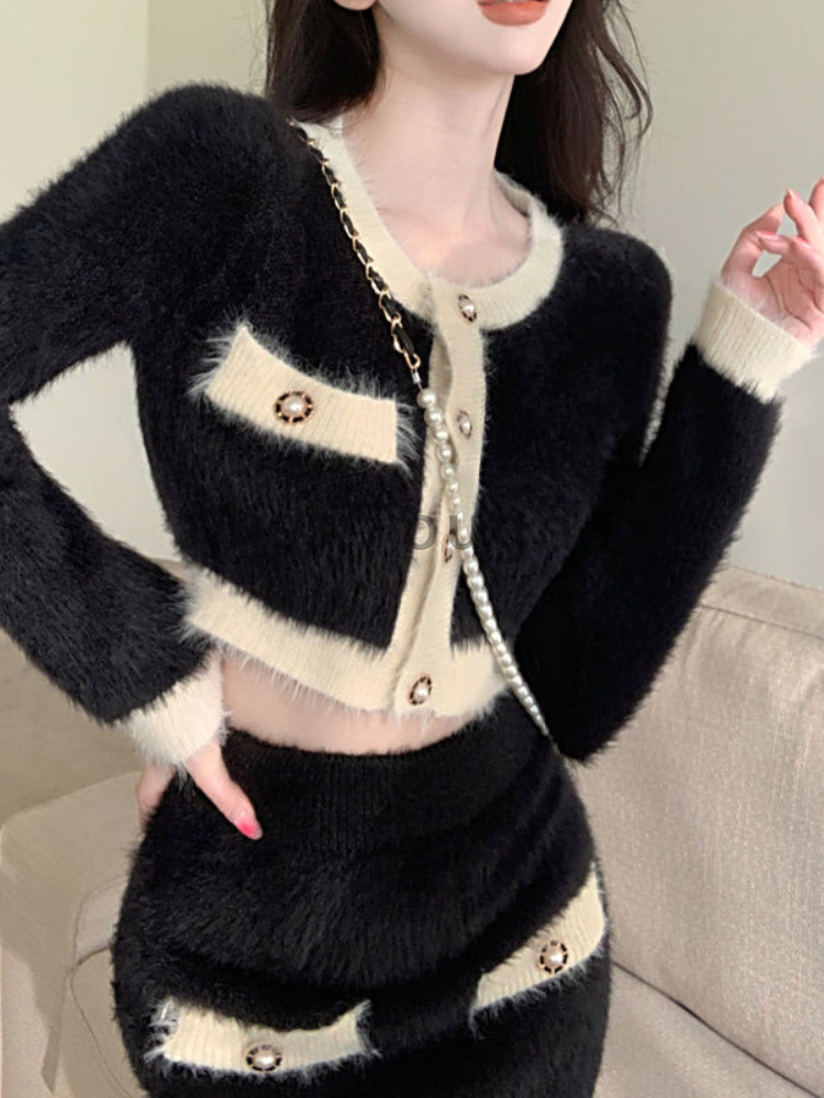ฤดูหนาวFluffyถัก2ชิ้นชุดชุดสตร - Winter Clothing Sales บทวิจารณ์และราคา