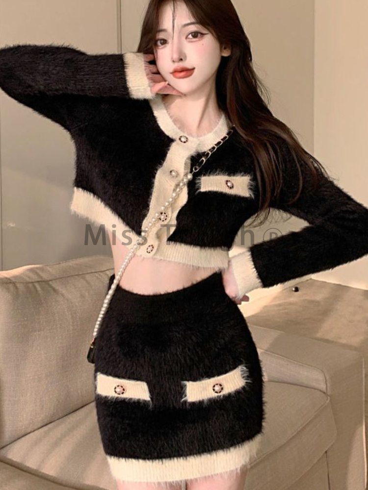 ฤดูหนาวFluffyถัก2ชิ้นชุดชุดสตร - Winter Clothing Sales บทวิจารณ์และราคา